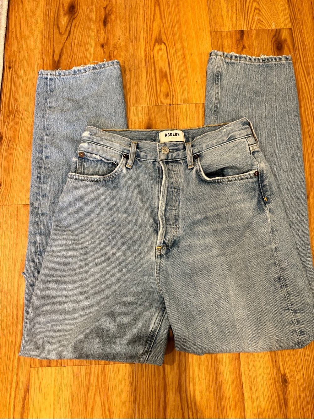 AGOLDE 90s Mid High Rise Loose Fit Distressed Jeans